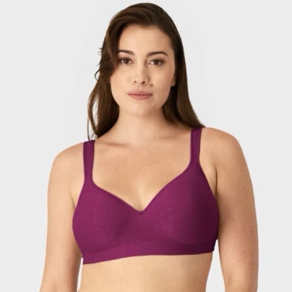 Beauty By Bali Women's Foam Wirefree Bra Size 38B - Plum Purple Polka Dot - Picture 1 of 16